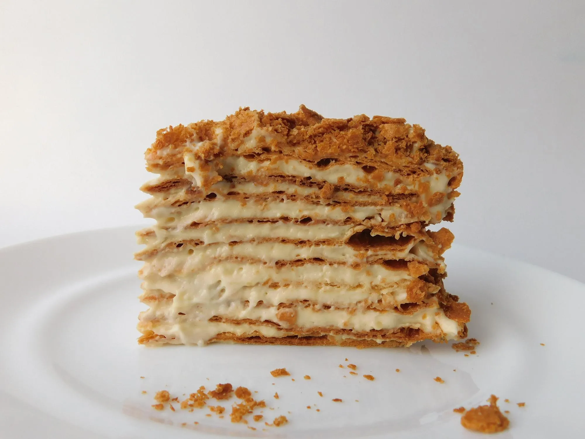 Napoleon Pastry at Sweet Home Bakery in Bowness Calgary - Layers of flaky puff pastry filled with fresh whipped cream and dusted with icing sugar